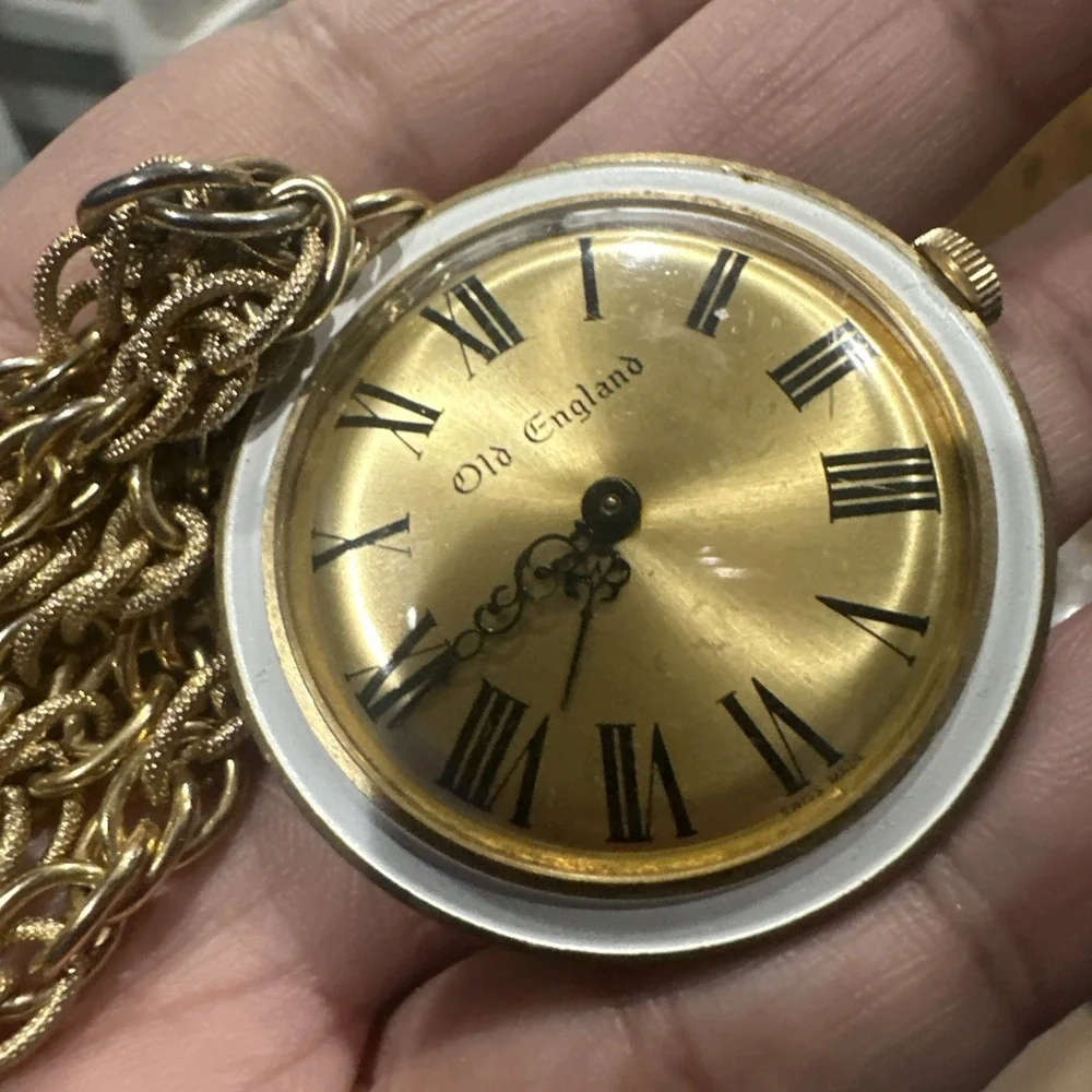 Working Vintage‎ OLD ENGLAND Pocket Watch W/ Heavy Chain Manual Wind Swiss Watch